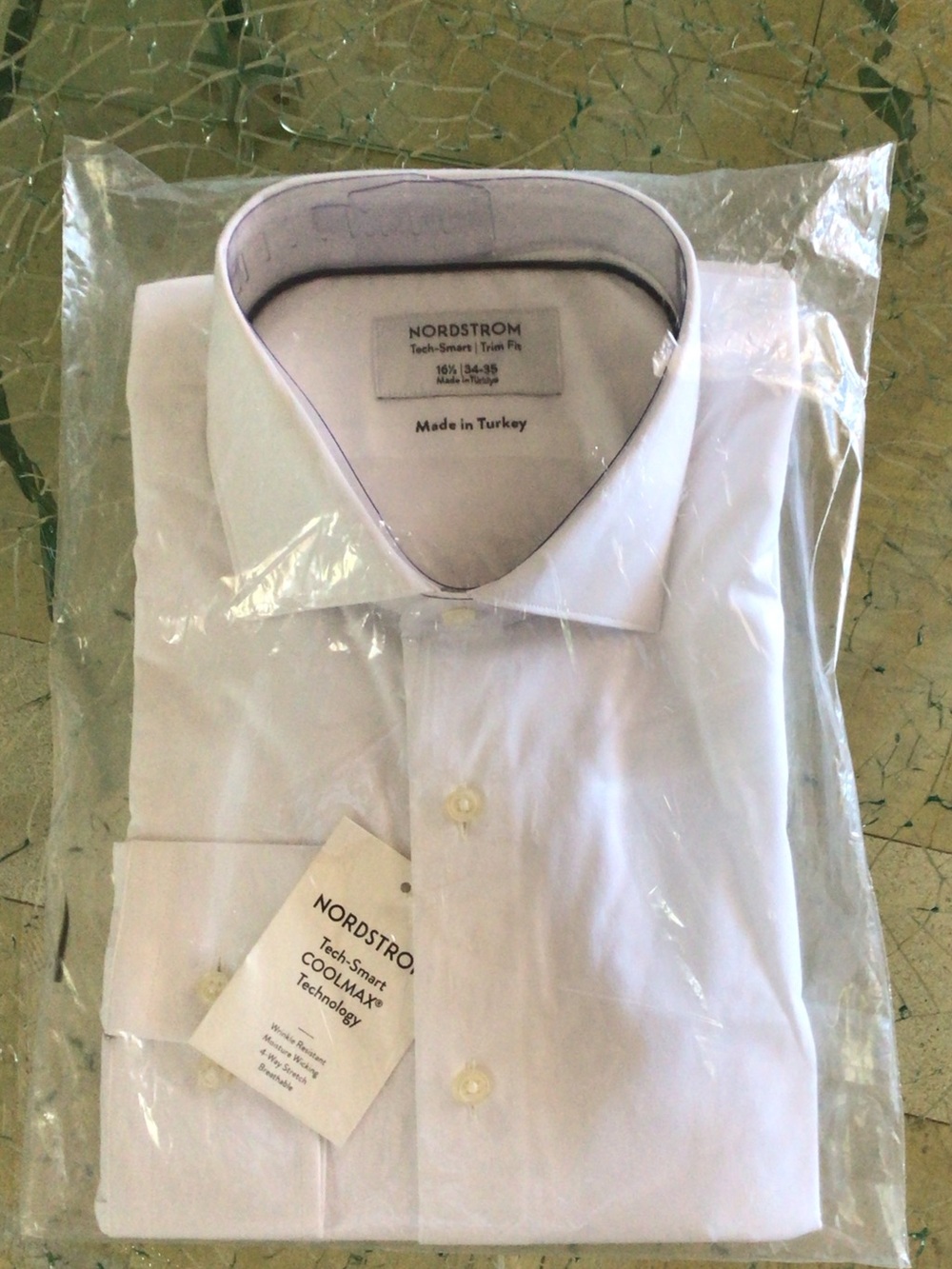 Nordstrom Men’s White Long Sleeve Dress Shirt Trim Fit Tech Smart (16.5/34-35)